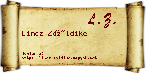 Lincz Zöldike névjegykártya
